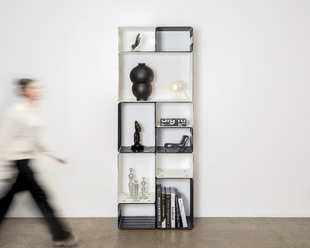 marc newson designs quobus, an enameled steel bookshelf for galerie kreo